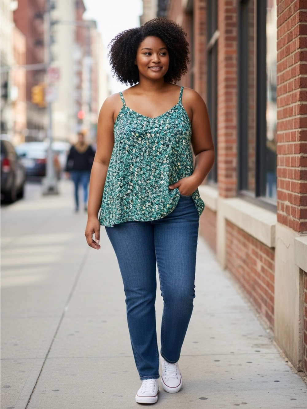 Old Navy Teal and Yellow Floral Tank Top